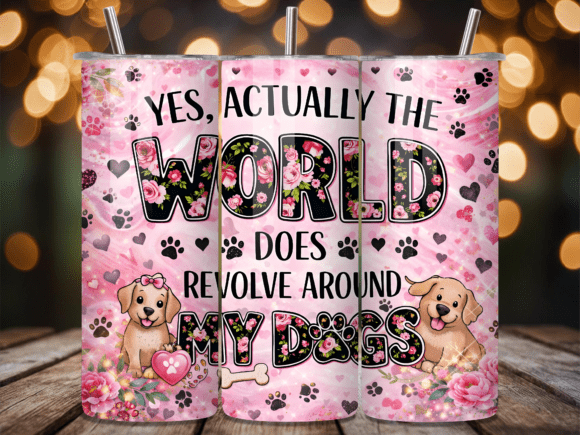 Download Cute Pink Dog Mom Floral Puppy Tumbler - Tumbler Collection