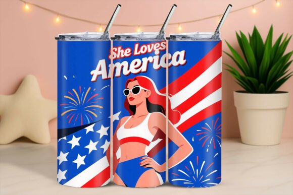 Download She Loves America Fireworks Girl Tumbler - Tumbler Collection