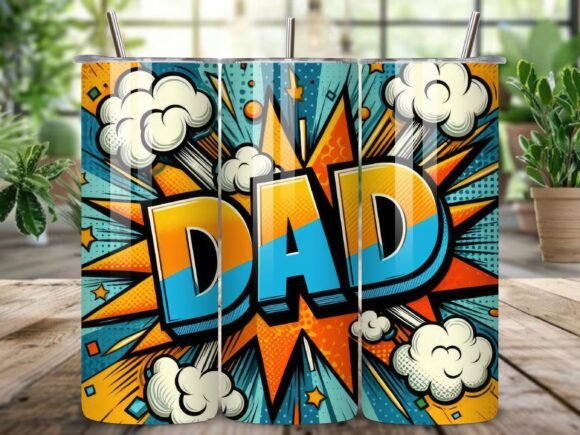 Download Colorful Comic Supper Dad Tumbler Wraps - Tumbler Collection