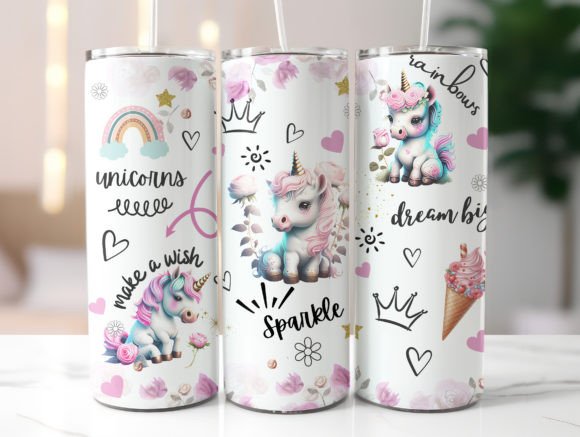 Download Pink Unicorn 20oz Skinny Tumbler Wrap - Tumbler Collection