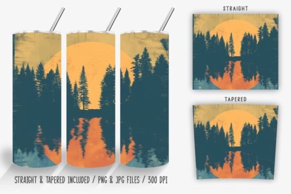 Download Sunset Forest by the Lake Tumbler Wrap - Tumbler Collection