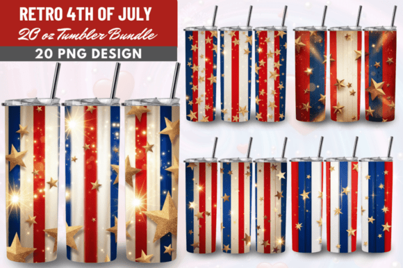 Download Retro 4Th of July Tumbler Wrap Bundle - Tumbler Collection