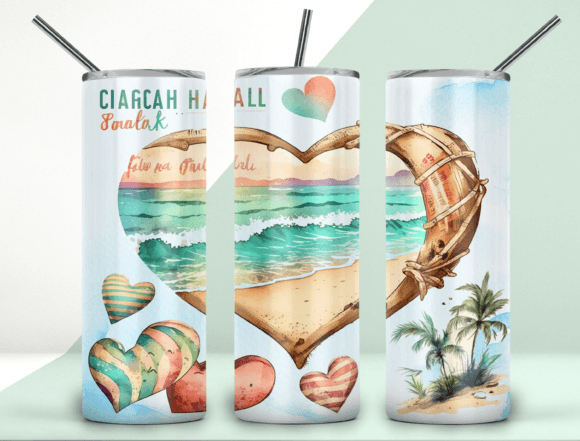Download Retro Beach Heart Tumbler Design 20oz - Tumbler Collection