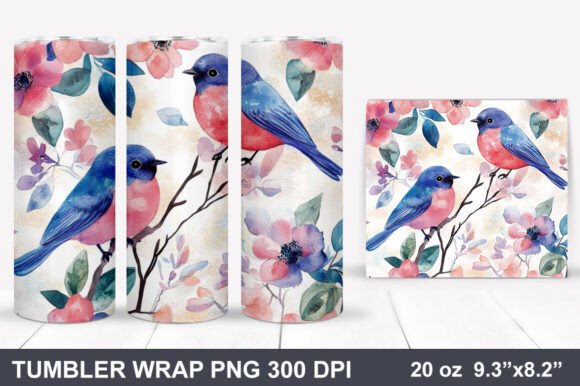 Download Bird and Flowers Tumbler Wrap - Tumbler Collection