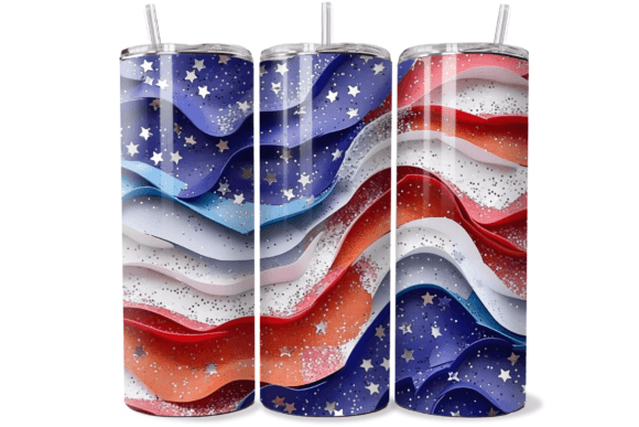 Download 3D Red White Blue Wavy Tumbler Wrap - Tumbler Collection