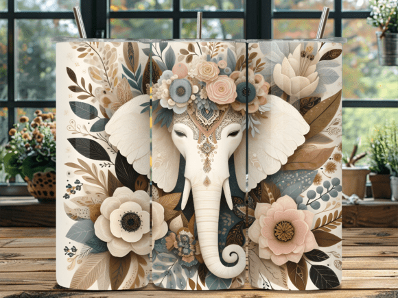 Download Floral Elephant Boho Tumbler Wrap - Tumbler Collection