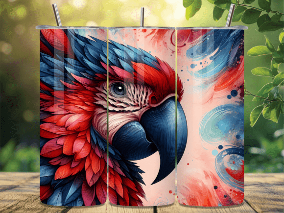 Download Red Macaw Tropical Bird Art Tumbler Wrap - Tumbler Collection