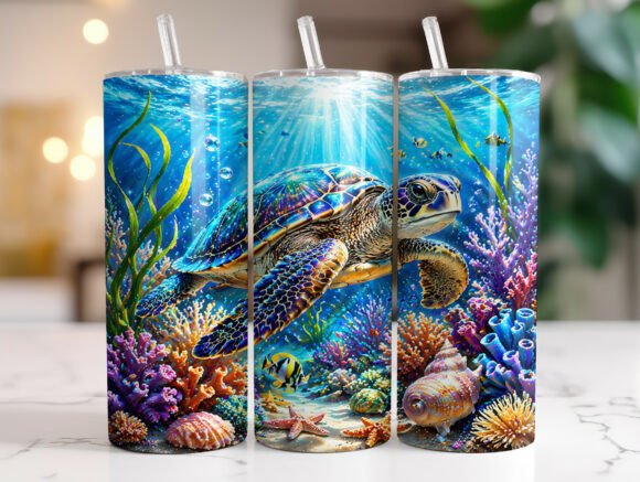 Download Sea Turtle Tumbler Wrap PNG Sublimation - Tumbler Collection