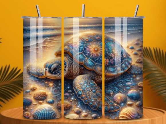 Download Glitter Sea Turtle Beach Tumbler Wrap - Tumbler Collection