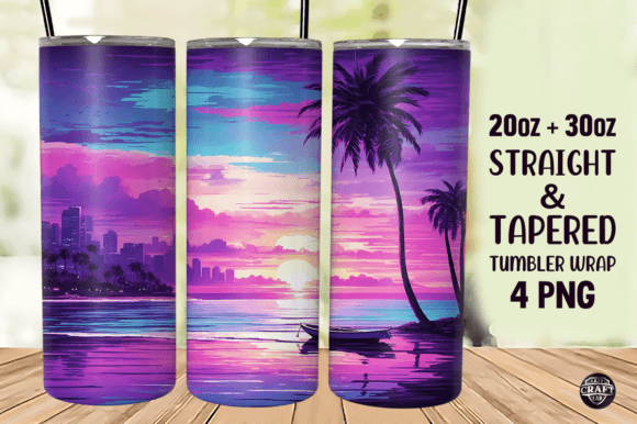 Download Neon Beach Tumbler Wrap 20oz Sublimation - Tumbler Collection