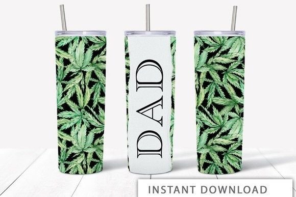 Download Watercolor Cannabis Dad Tumbler Wrap - Tumbler Collection