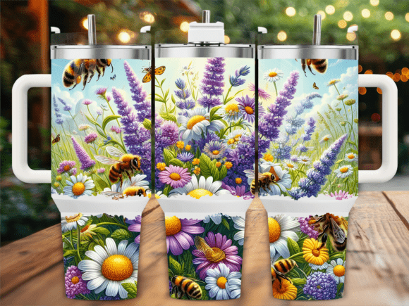 Download Wildflower Bee Summer 40oz Tumbler Wrap - Tumbler Collection