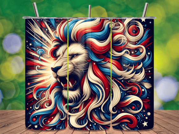 Download Patriotic Lion Red White Blue Tumbler - Tumbler Collection