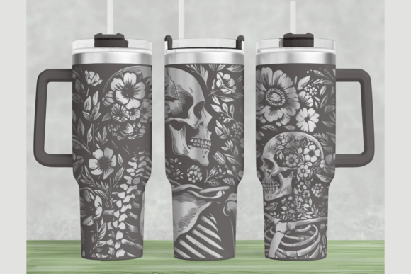 Download Skull Flowers 40oz Laser Tumbler Wrap - Tumbler Collection