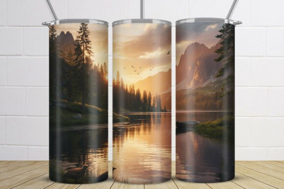 Download Golden Sunset Lake Landscape Tumbler - Tumbler Collection