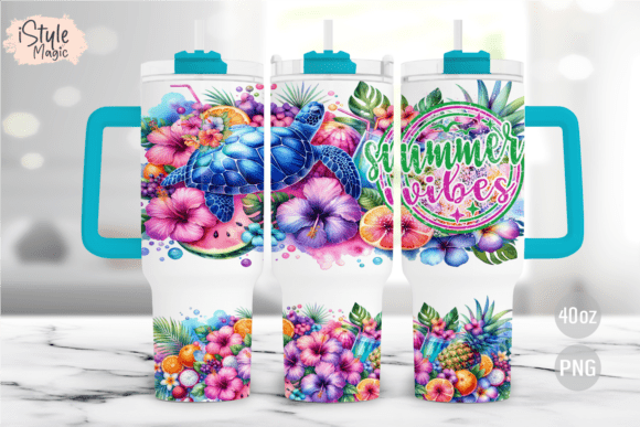 Download Summer Vibes 40oz Tumbler Wrap PNG - Tumbler Collection