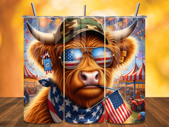 Download Highland Cow 4th of July Tumbler Wrap - Tumbler Collection