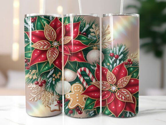 Download Festive Poinsettia Holiday Tumbler Wrap - Tumbler Collection