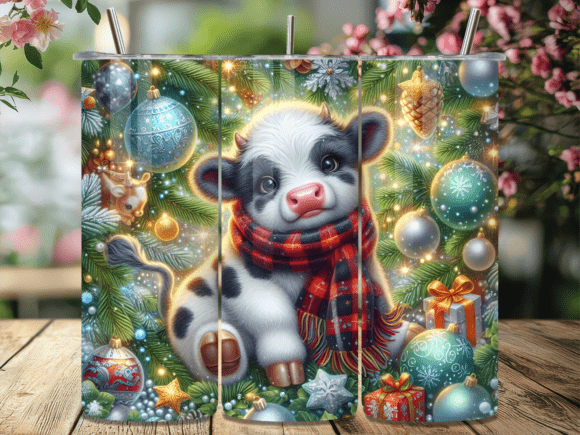 Download Christmas Baby Cow Holiday Tumbler Wrap - Tumbler Collection
