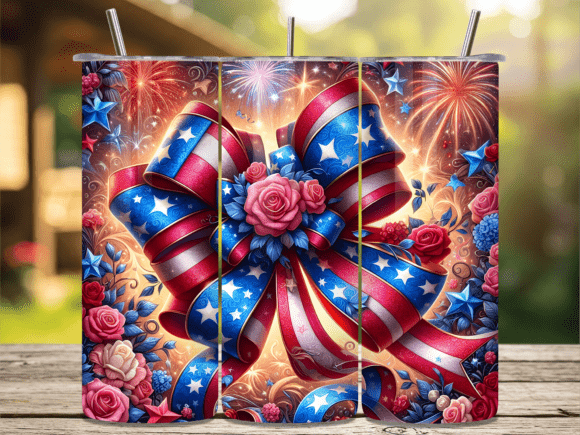 Download USA Flag Patriotic Bow Tumbler Wrap - Tumbler Collection
