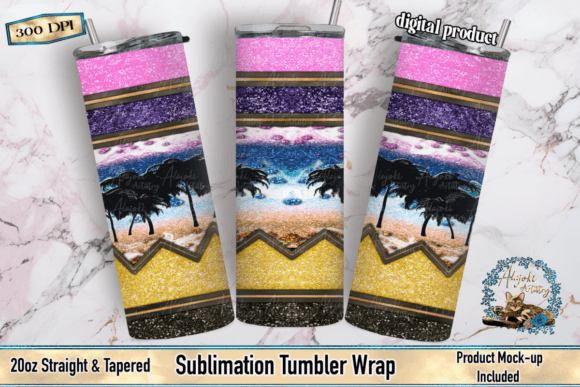 Download Beach Glitter Pencil - Tumbler Wrap - Tumbler Collection