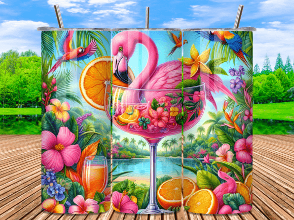 Download Tropical Flamingo Cocktail Tumbler Wrap - Tumbler Collection