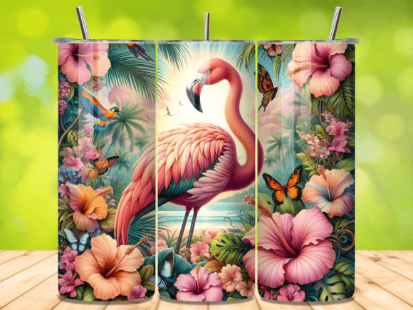 Download Tropical Hibiscus Flamingo Beach Tumbler - Tumbler Collection