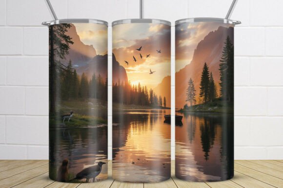 Download Golden Sunset Lake Landscape Tumbler - Tumbler Collection