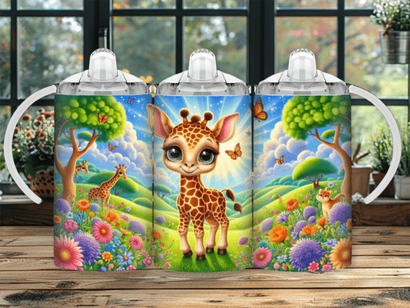 Download Spring Garden Giraffe Kids Tumbler Wrap - Tumbler Collection