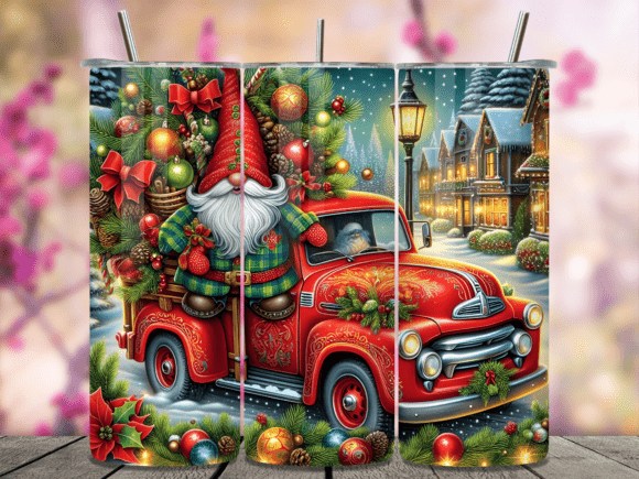 Download Red Truck Gnome Retro Holiday Tumbler - Tumbler Collection