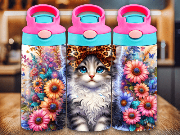 Download Floral Cat Leopard Bow Kids Tumbler Wrap - Tumbler Collection