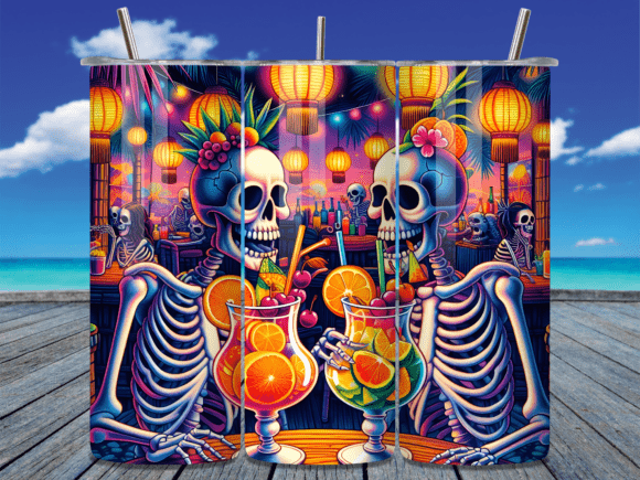 Download Tropical Skeleton Party Tumbler Wrap - Tumbler Collection