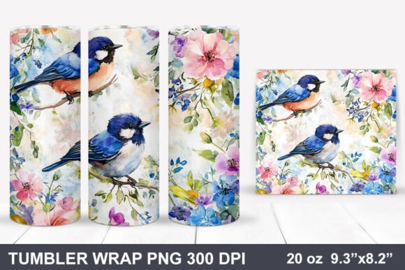 Download Bird and Flowers Tumbler Wrap - Tumbler Collection