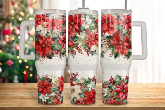 Download Christmas Flowers 40 Oz Quencher Tumbler - Tumbler Collection