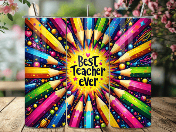 Download Best Teacher Ever Pencil Tumbler Wrap - Tumbler Collection