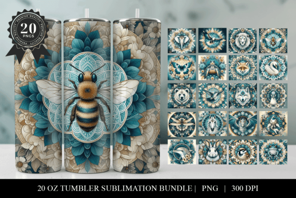 Download 20 Animal Mandala 20oz Tumbler Designs - Premium Bundle