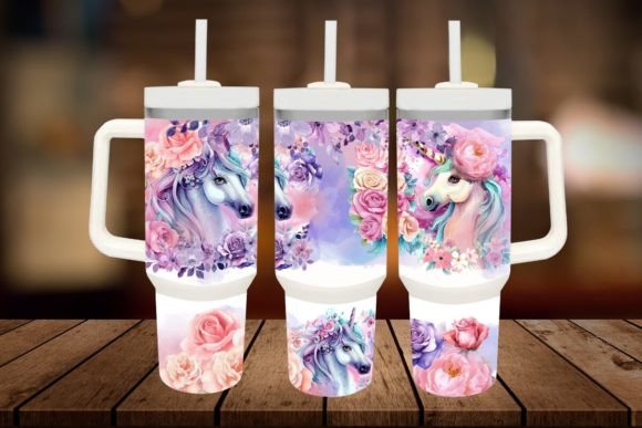 Download Pastel Unicorn Floral 40oz Tumbler Wrap - Tumbler Collection