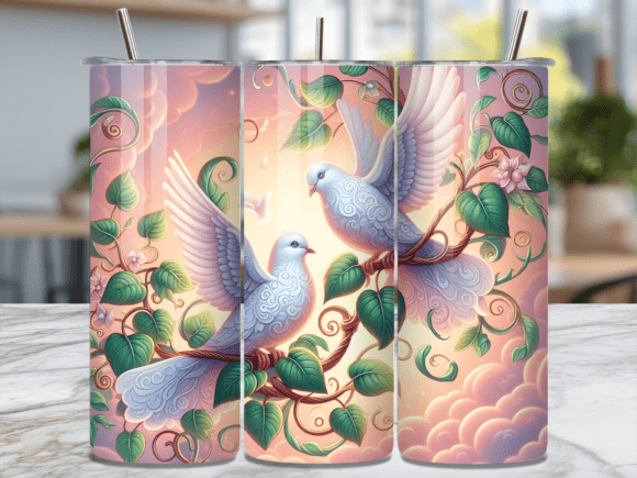 Download Floral White Dove Bird Tumbler Wrap - Tumbler Collection