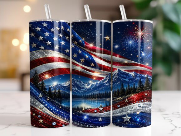 Download American Flag Fireworks Tumbler Wrap PNG - Tumbler Collection