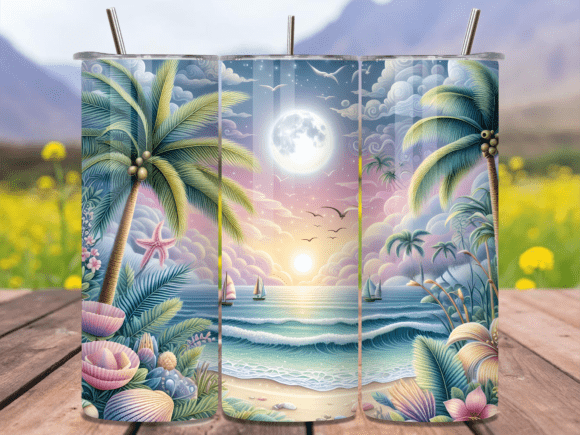 Download Tropical Moon Beach Tumbler Wrap PNG - Tumbler Collection