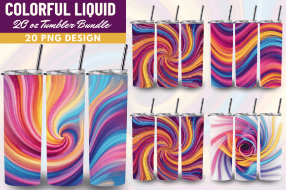 Download Colorful Liquid 20oz Tumbler Wrap Bundle - Tumbler Collection