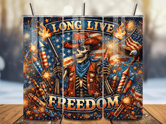 Download Long Live Freedom Skeleton USA Tumbler - Tumbler Collection