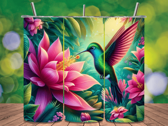 Download Tropical Green Bird Hibiscus Tumbler PNG - Tumbler Collection