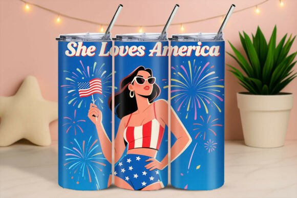 Download She Loves America Fireworks Girl Tumbler - Tumbler Collection
