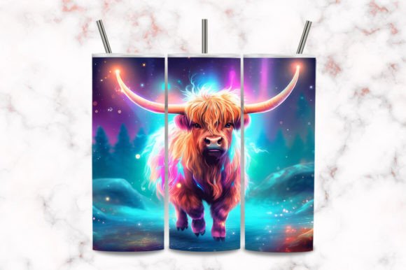 Download Neon Color Cow 20oz Tumbler Wrap Design - Tumbler Collection