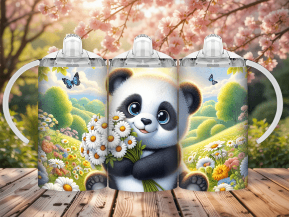 Download Panda Daisy Sippy Cup Kids Tumbler Wrap - Tumbler Collection
