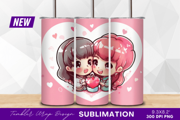 Download Two Cute Cartoon Girls Holding Tumbler - Tumbler Collection