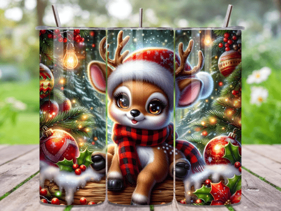 Download Fawn Plaid Scarf Holiday Tumbler Wrap - Tumbler Collection
