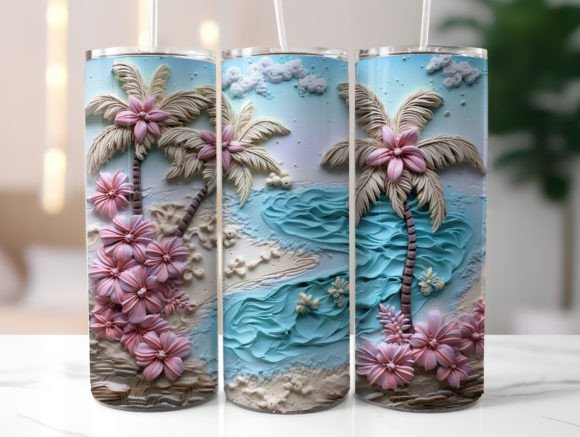 Download Pastel Beach 20oz Skinny Tumbler Wrap - Tumbler Collection