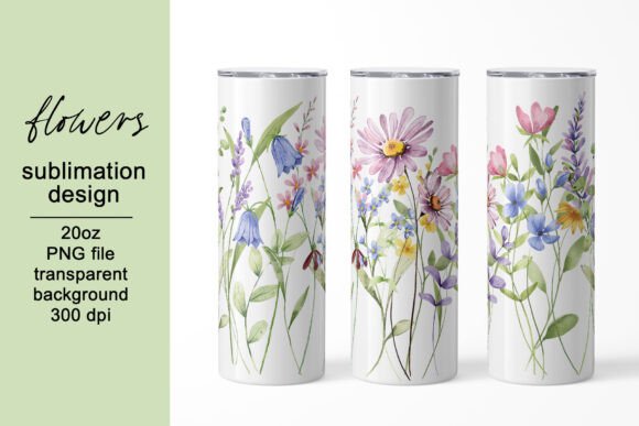 Download Tumbler Wrap, Design with Wildflowers. - Tumbler Collection